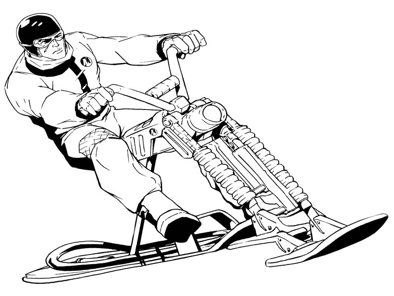 Ciclo de nieve de Action Man Página para colorear
