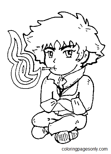 Spike Spiegel Chibi Coloring Page