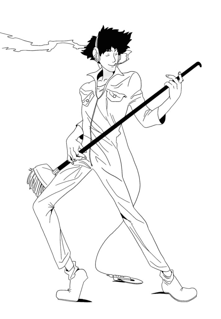 Spike Spiegel in headphones Coloring Pages