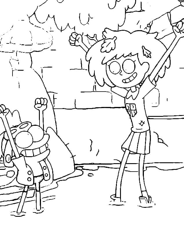 Sprig Plantar and Anne from Amphibia Coloring Page