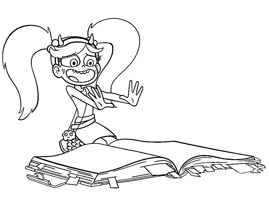 Star Butterfly and Magic Book Coloring Page