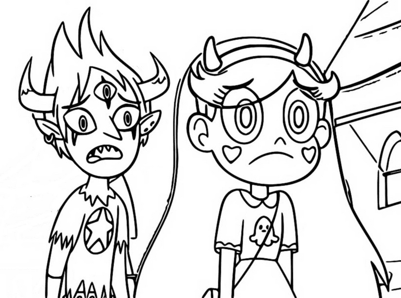 Star Butterfly and Tom Lucitor Coloring Pages