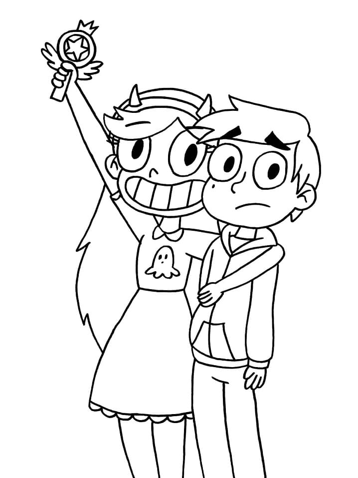 Star and Marco Diaz Coloring Page