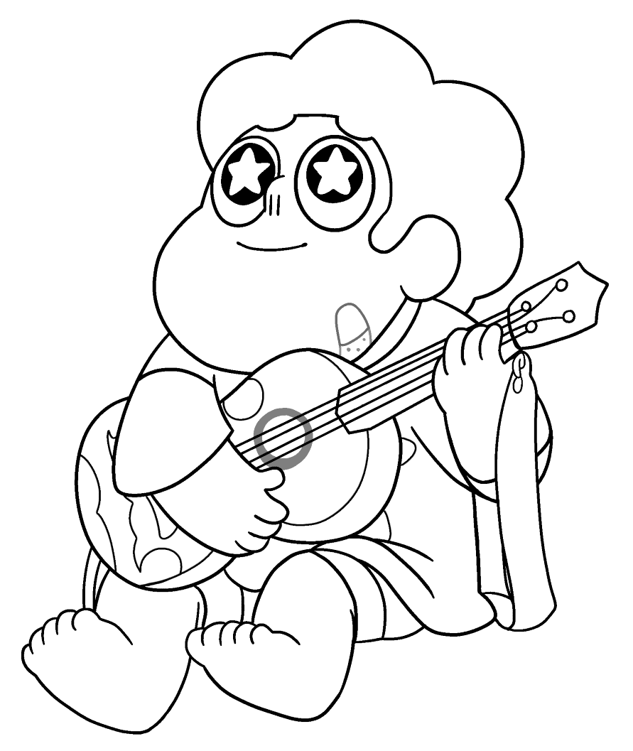 Steven Universe Playing Guitar Coloring Page