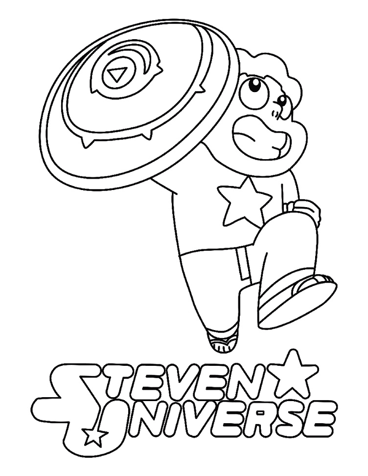 Steven Universe With Shield Coloring Page