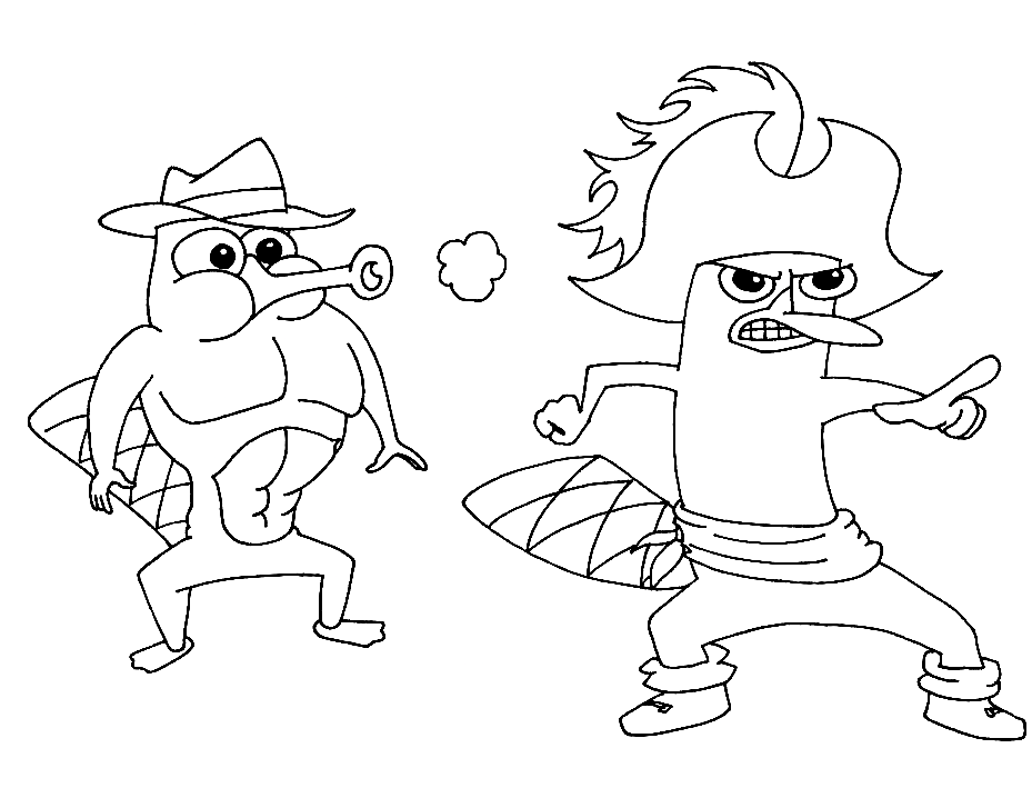 Ausmalbilder Strong Perry und Pirat Perry