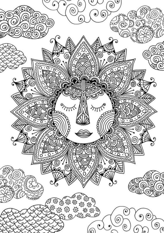 Sun Psychedelic Coloring Page