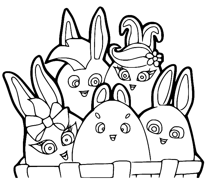 Sunny Bunnies in the Basket Coloring Page