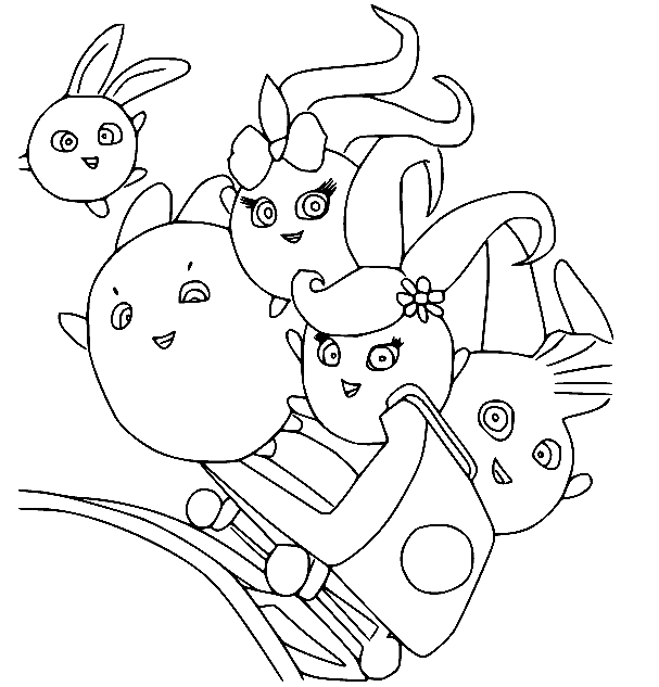 Sunny Bunnies on the Vehicle Coloring Page