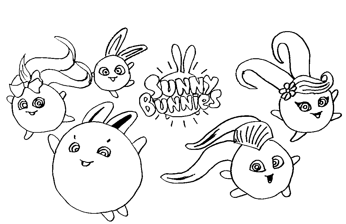 Sunny Bunnies Coloring Page