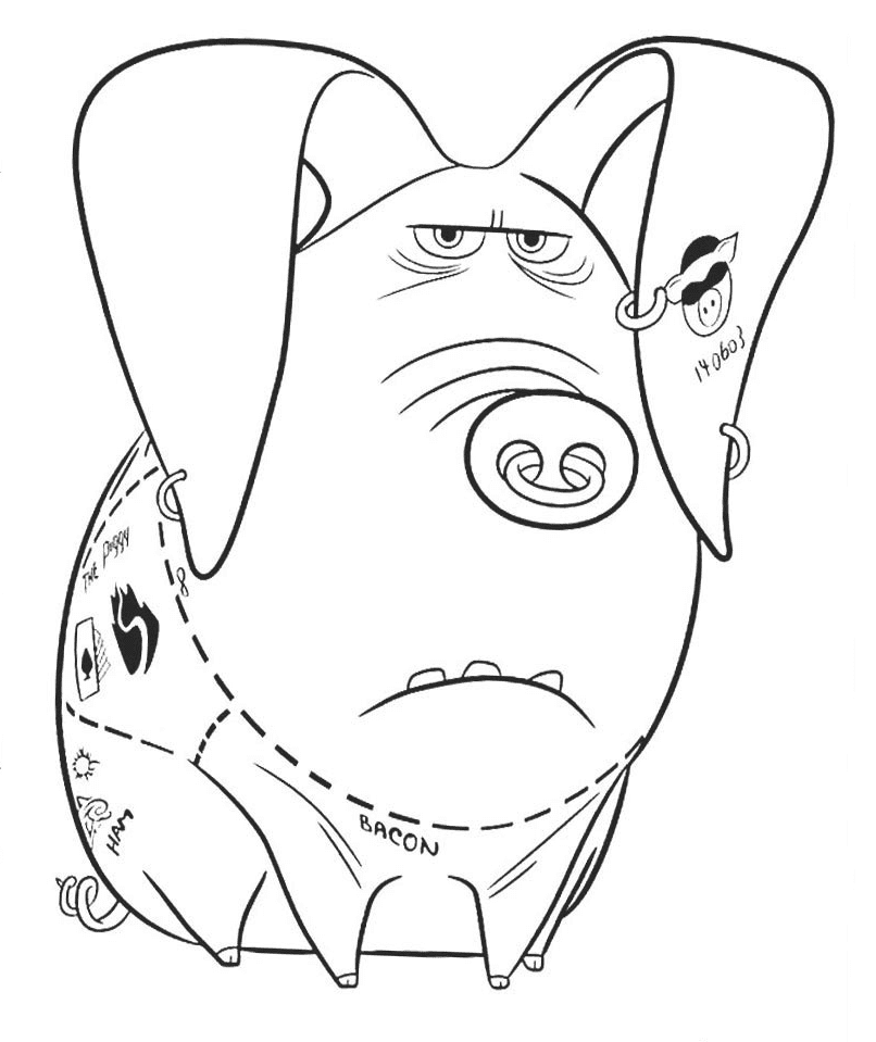 Tattoo Pig Coloring Page