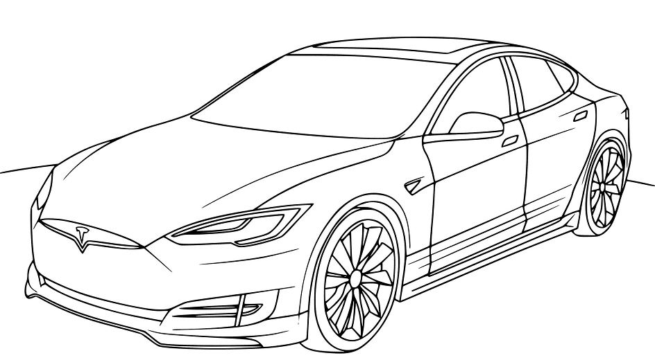 Tesla Model S kleurplaat