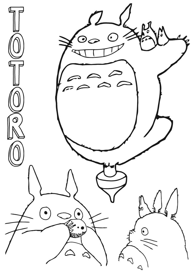 Three Totoro Coloring Pages