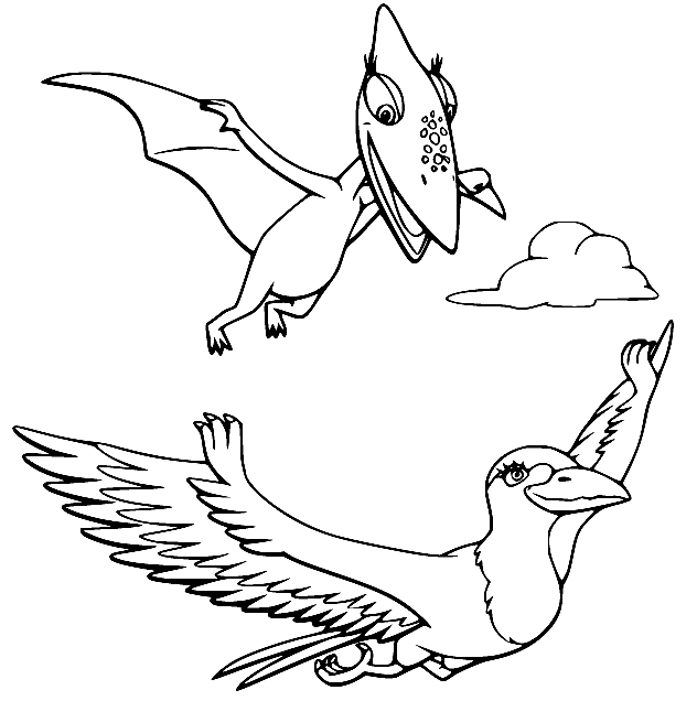 Tiny Flying with an Eagle Coloring Page