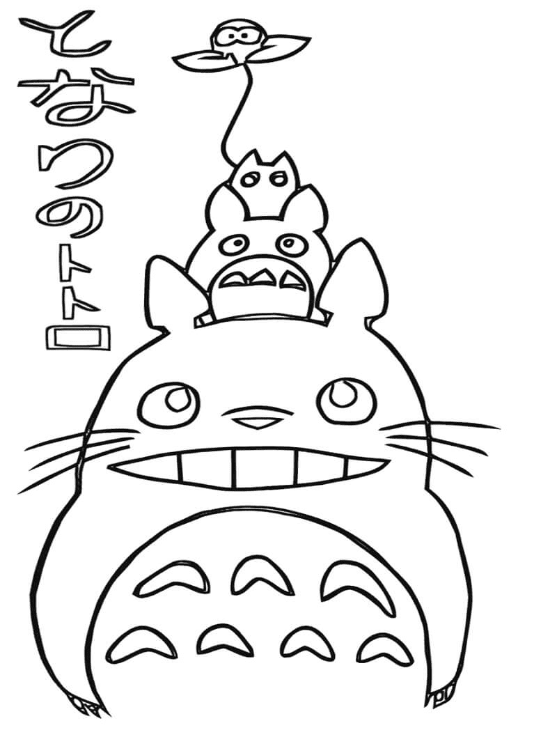 Totoro Familie Kleurplaat