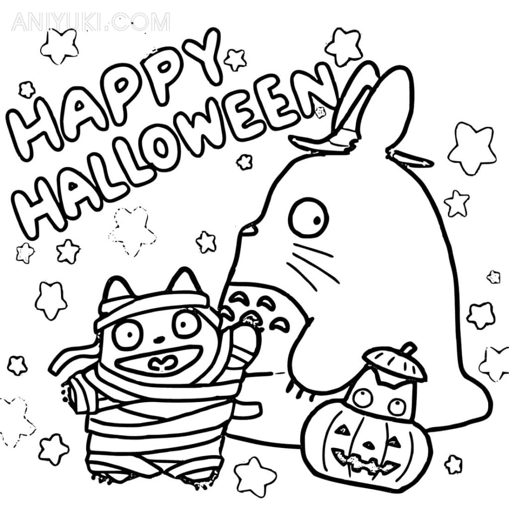 Pagina da colorare di Halloween di Totoro