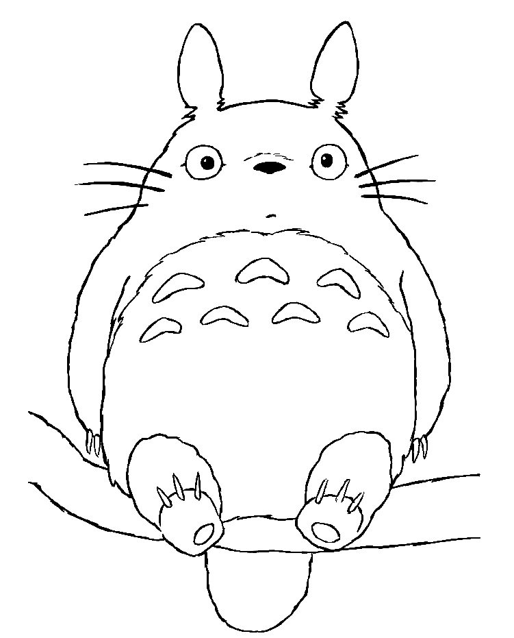 Totoro on a Branch Coloring Page