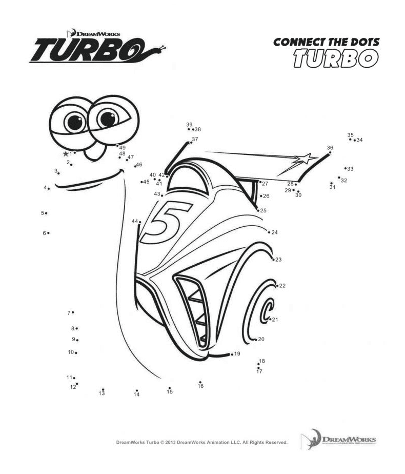 Turbo Connect the Dots Coloring Page