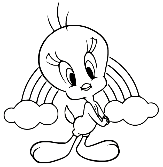Tweety Bird and the Rainbow Coloring Pages