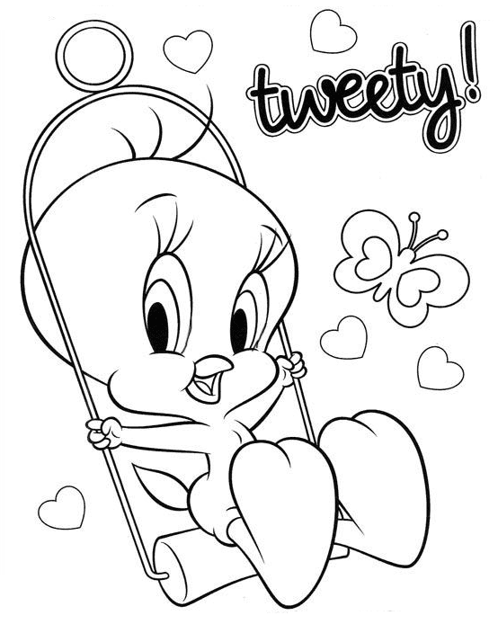 Tweety Swinging Coloring Pages