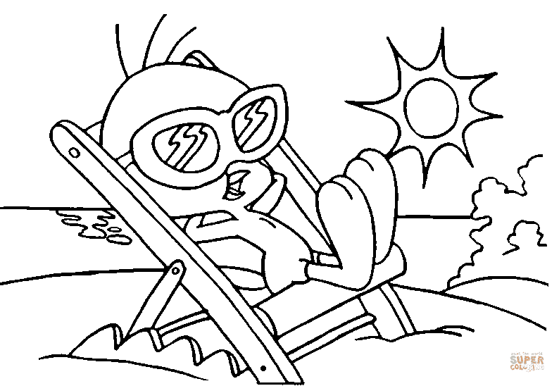 Tweety on the Beach Coloring Page