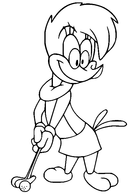 Winnie Woodpecker Playing Golf Coloring Page