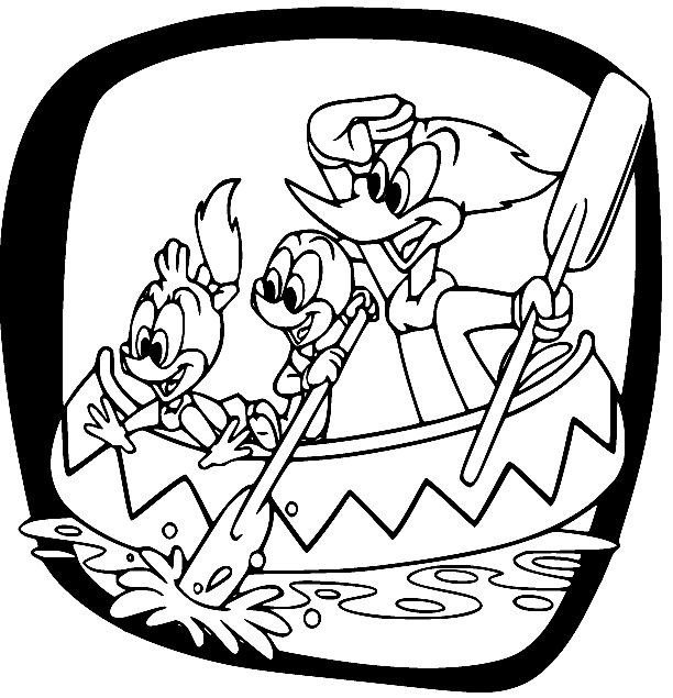 Woody Woodpecker Boating Coloring Page