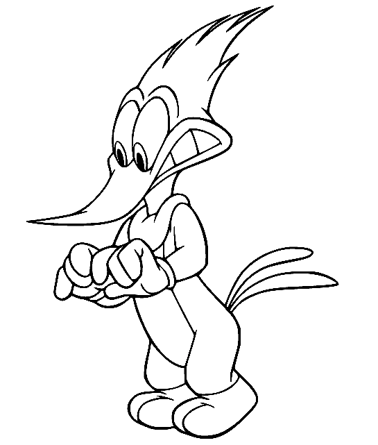 Woody Woodpecker Confused Coloring Page