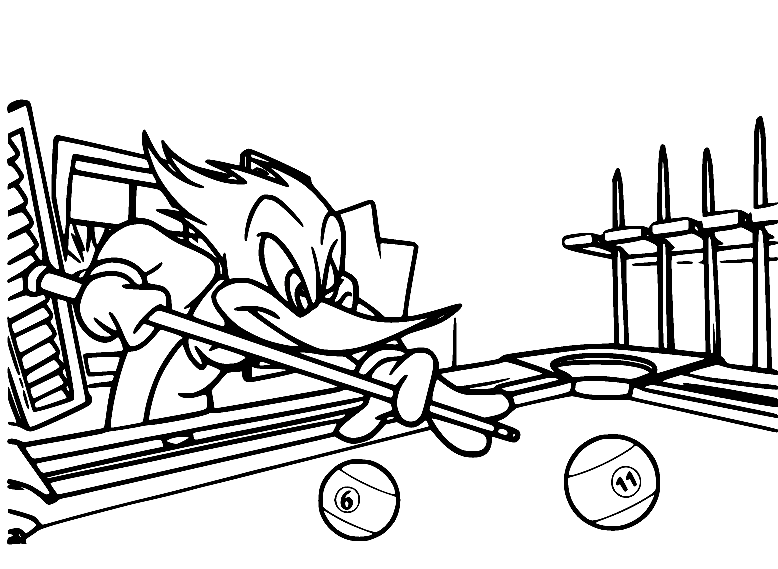 Woody Woodpecker Playing Billiards Coloring Page