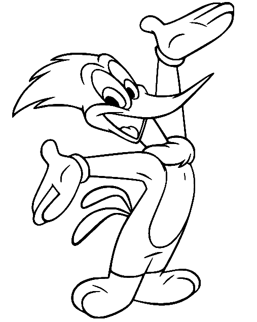 Woody Woodpecker Spreads Arms Coloring Page