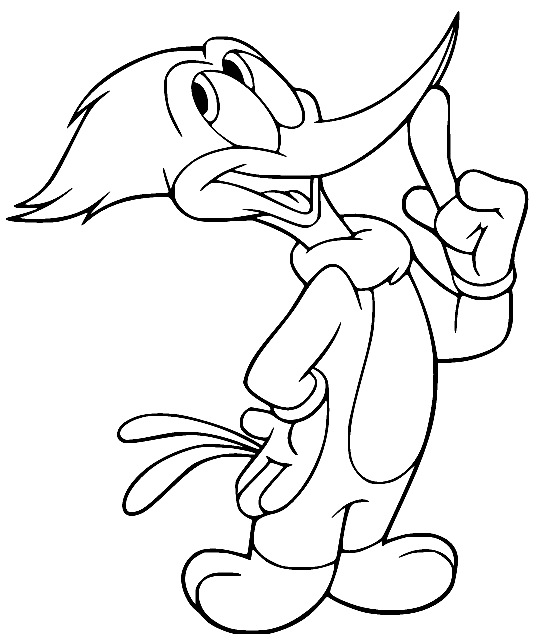 Woody Woodpecker Thinking Coloring Page