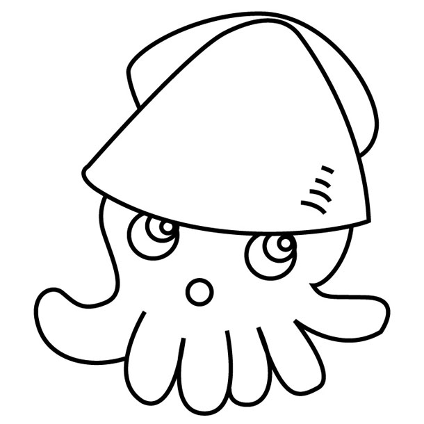 Adorable Squid Coloring Page