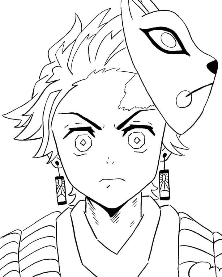 Angry Tanjiro Coloring Page