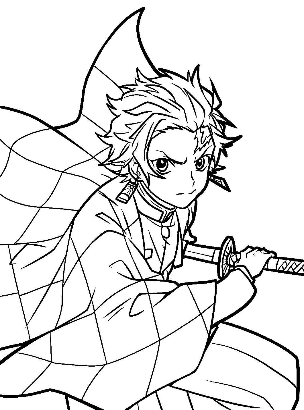 Tanjiro Thinking Coloring Pages - Desenhos para colorir gratuitos para  impressão