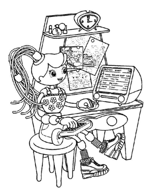 Coloriage Betty Spaghetti à l'aide d'un ordinateur