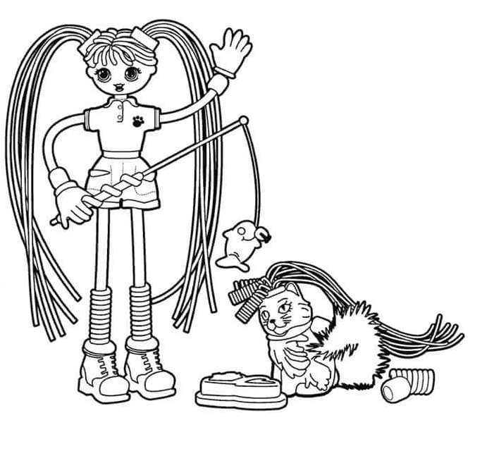 Betty with Cat Coloring Page