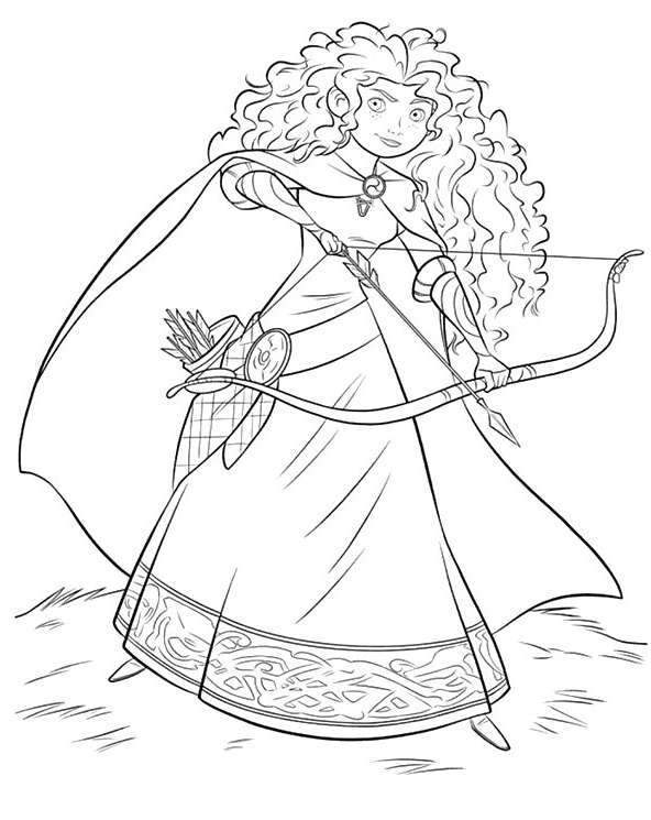 Brave Merida Shooting Arrows Coloring Pages