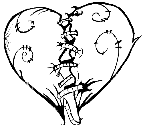 Broken Heart to Print Coloring Page