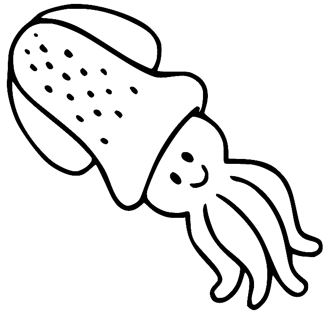 Cartoon Cute Squid Coloring Page