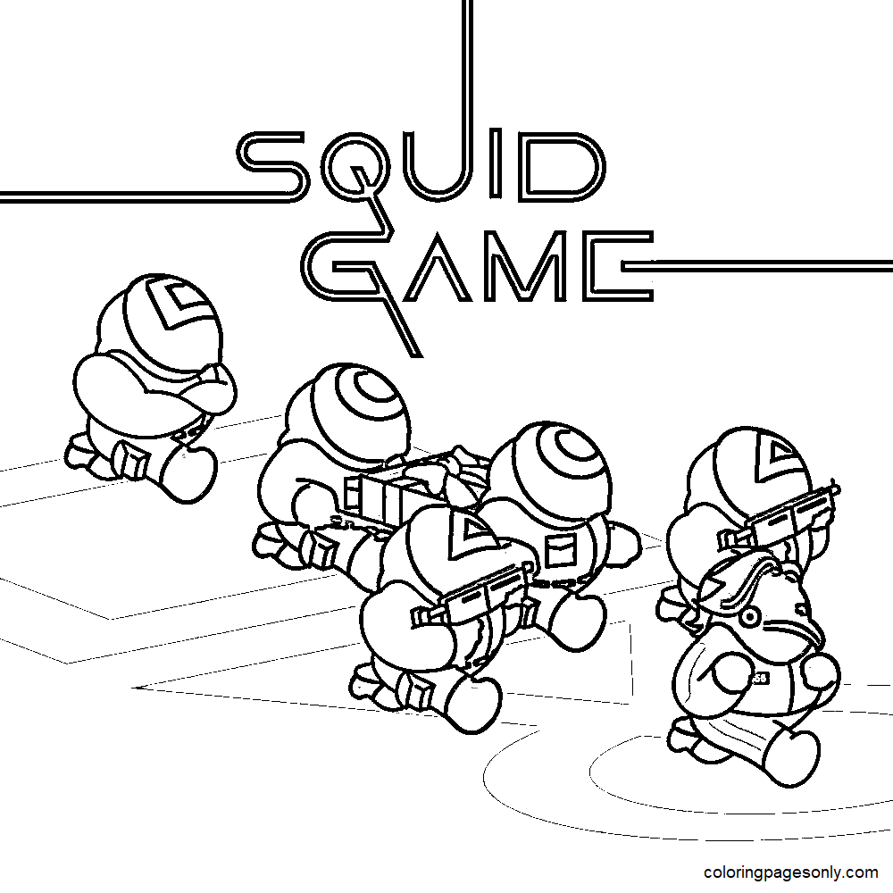 Cartoon Squid Game Coloring Page