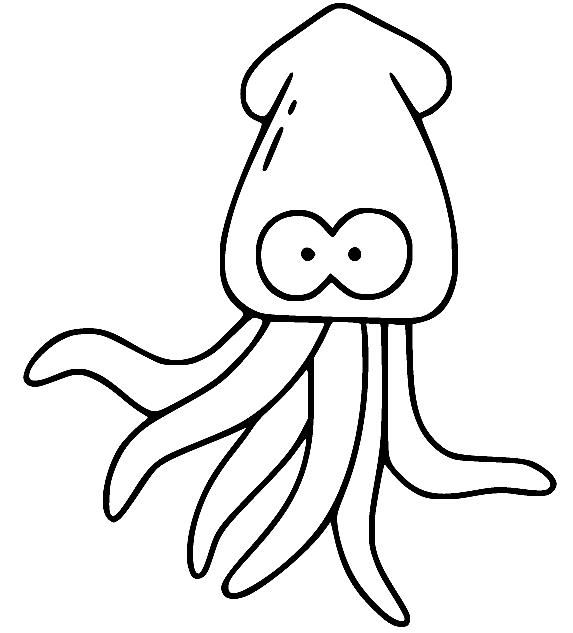 Cartoon Squid Coloring Page