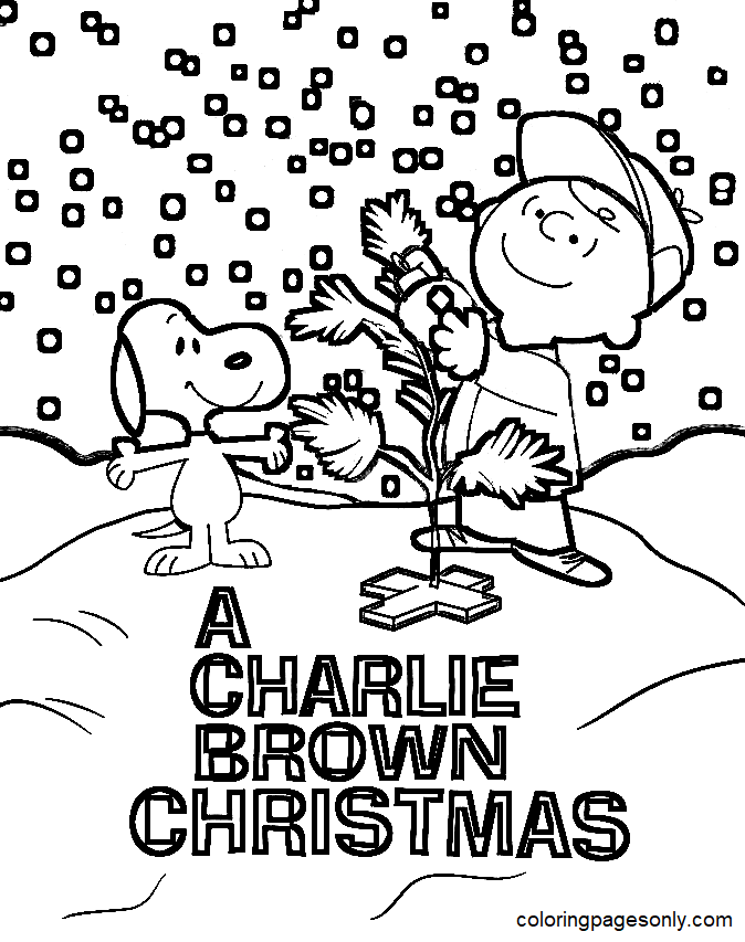 صفحة تلوين عيد الميلاد تشارلي براون