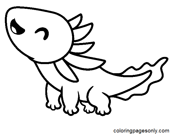Cheerful Axolotl Coloring Page