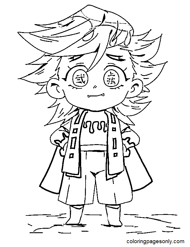 Chibi Doma Demon Slayer Coloring Pages