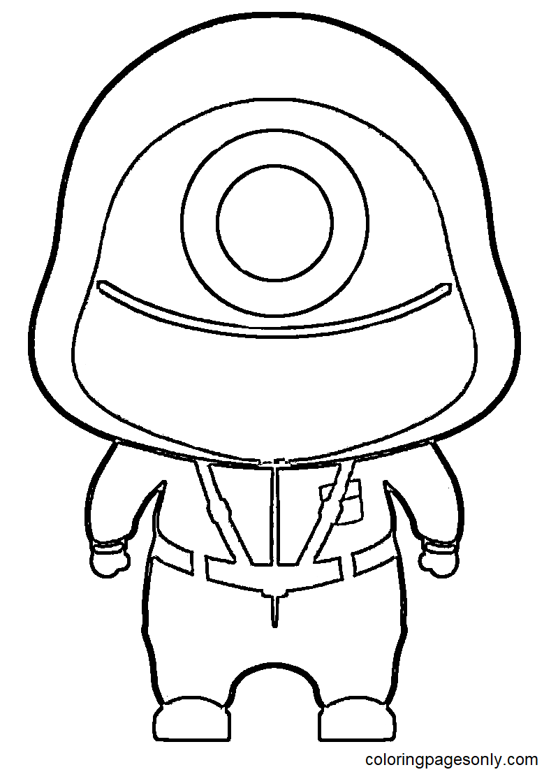 Chibi Squid Game Guard Coloring Page