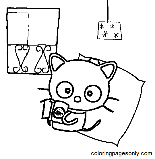Chococat with Book Coloring Pages
