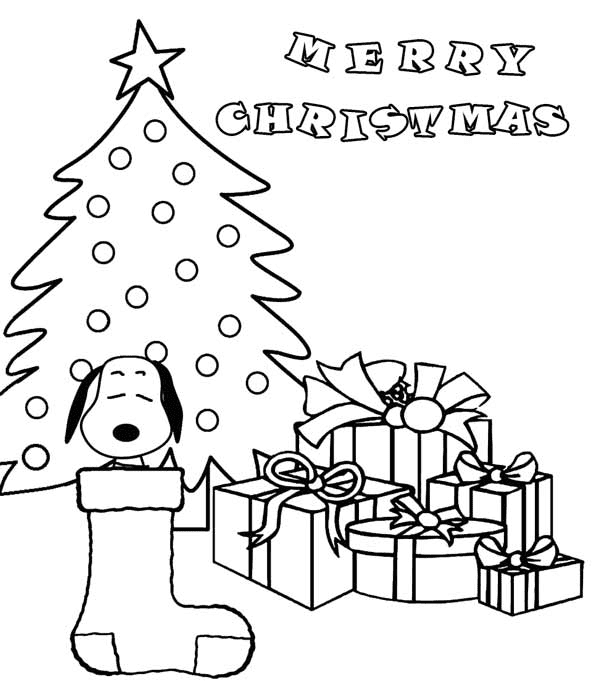 Christmas Snoopy Coloring Page