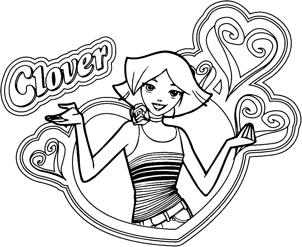 Clover in Totally Spies Coloring Page