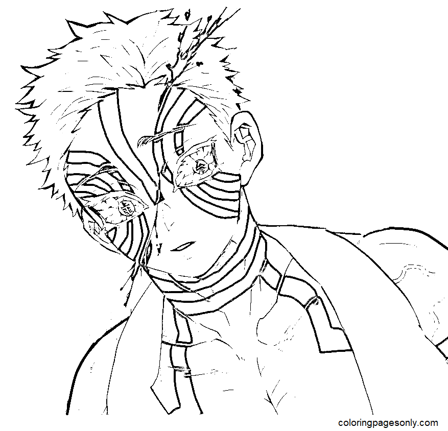 Cool Akaza Coloring Pages