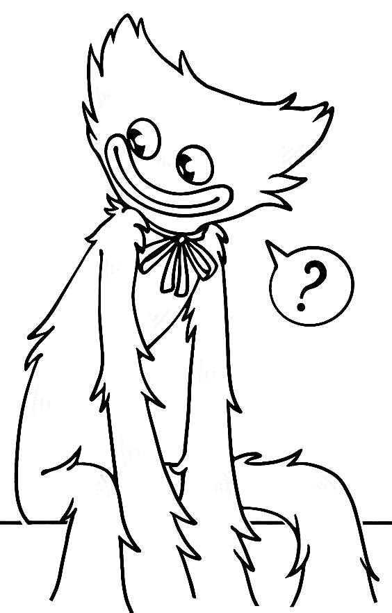 Curious Huggy Wuggy Coloring Page